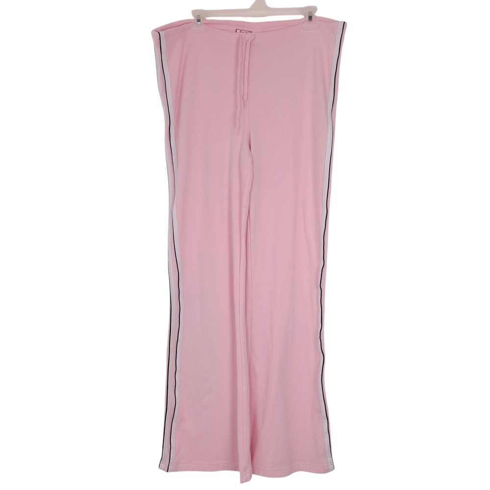 DEB vintage Y2K flare track pants sweatpants side stripe streetwear pastel pink